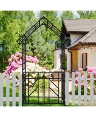 Metal Garden Arch with Gate Black
