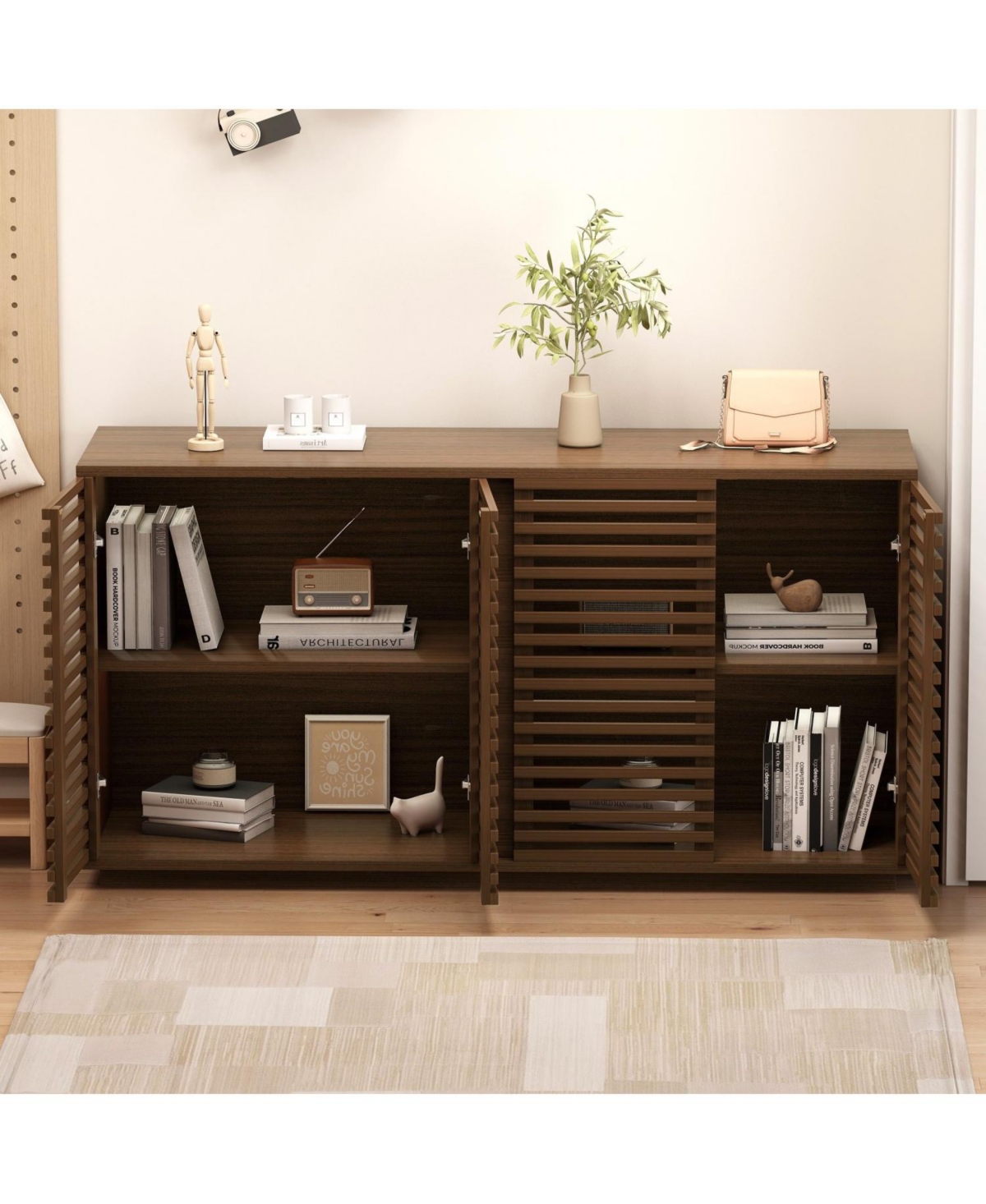 Streamdale Furniture 59.92" Buffet Sideboard with Solid Wood Doors