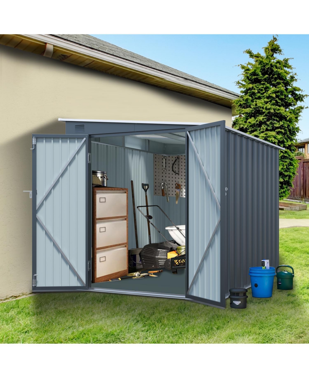 Streamdale Furniture 6x8FT Galvanized Steel Outdoor Storage Shed