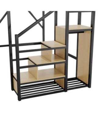 1 Count Metal Full Loft Bed with Stairs & Storage