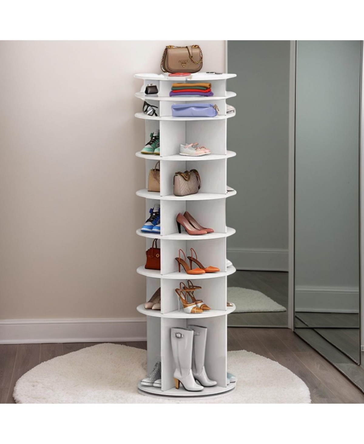 Streamdale Furniture Rotating Shoe Rack Tower (White)