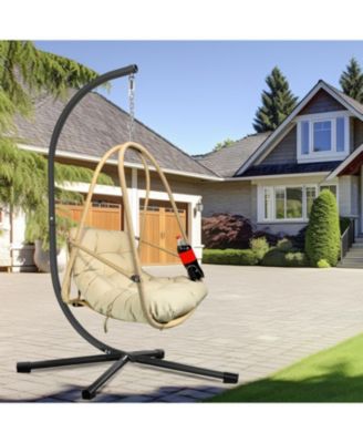 Wicker Egg Chair with Stand & Cushion