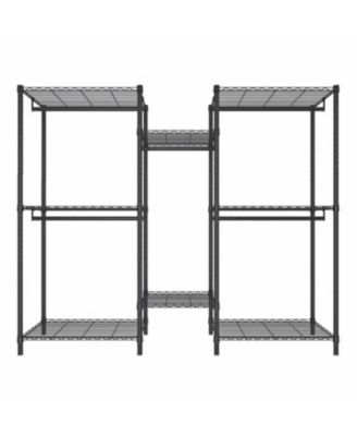 Heavy Duty Adjustable Garment Rack with Shelves &amp; Rails - Black