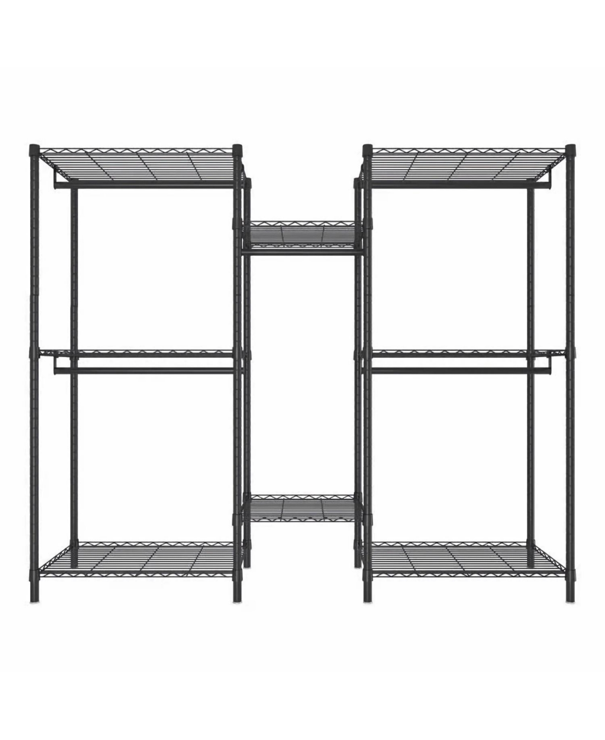 Streamdale Furniture Heavy Duty Adjustable Garment Rack with Shelves & Rails - Black