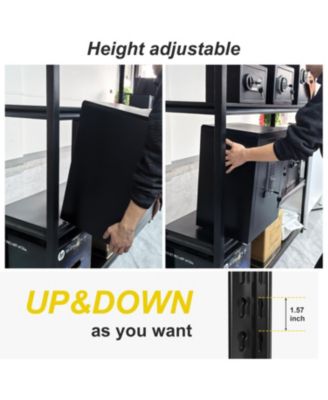 59" Wide Black Metal Shelves w/ Dividers