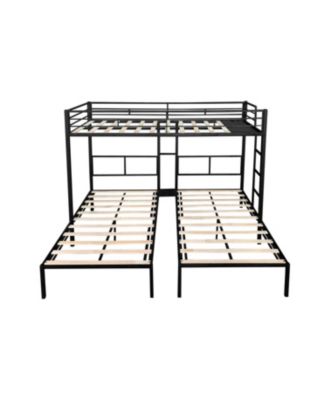 Triple Bunk Bed - Sturdy Metal Frame Wooden Slats