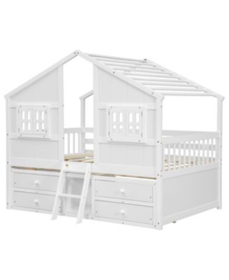 Loft Bed with Roof Windows & Storage - White