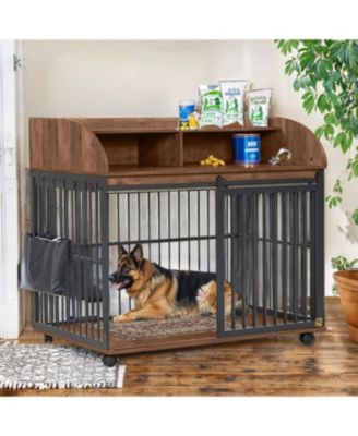 44" Heavy Duty Dog Crate Furniture with Storage
