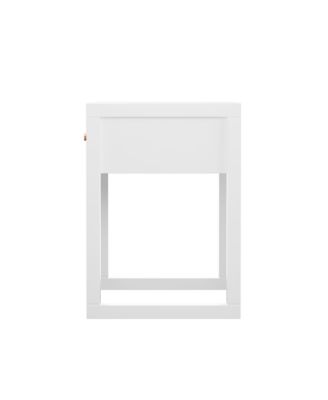 Modern White Nightstand with Drawer & Wood Knob