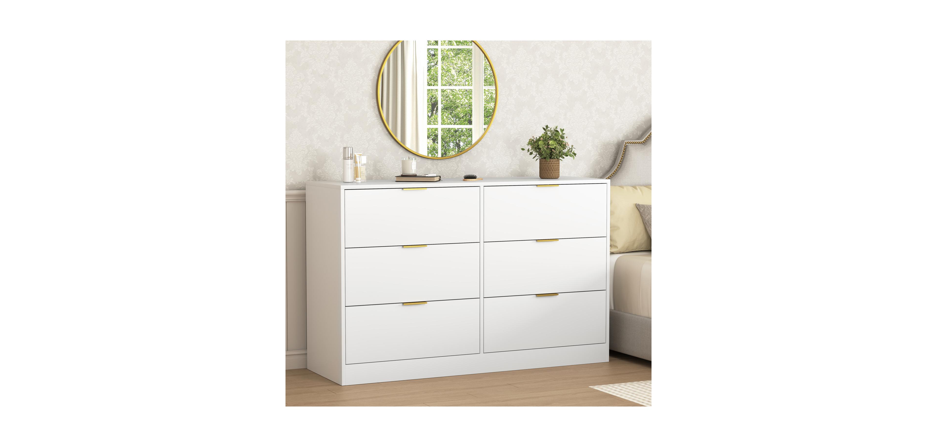 Streamdale Furniture Simply Modern 6-Drawer Dresser - White