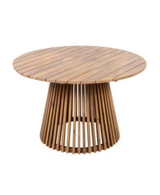 Acacia Wood Round Patio Dining Table - Light Teak