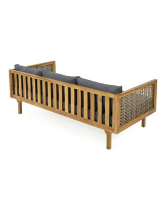 Streamdale Acacia Wood Outdoor Daybed with Rattan Armrests