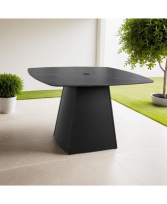 44" Black Sintered Stone Outdoor Dining Table
