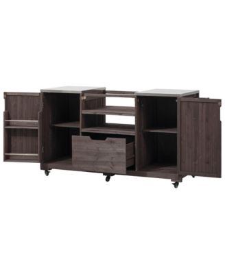 Streamdale Outdoor Kitchen Island for Big Green Egg & Kamado Joe - Dark Brown