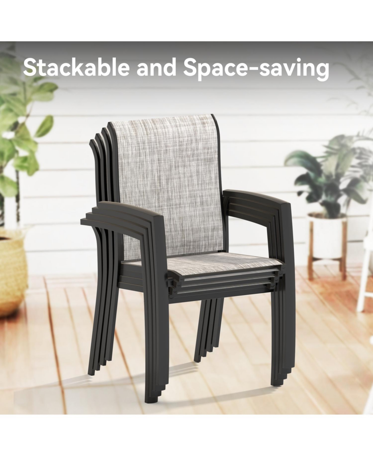 Streamdale Metal Outdoor Dining Chairs - Set of 2, Black Frame