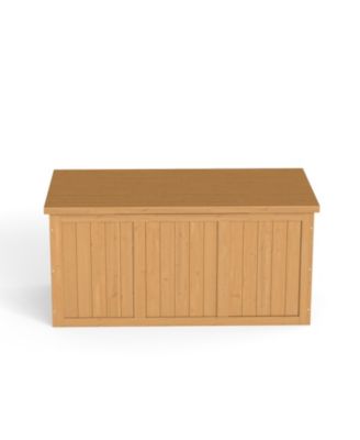 67 Gallon Wooden Deck Box - Outdoor Storage, Seat & Table Top