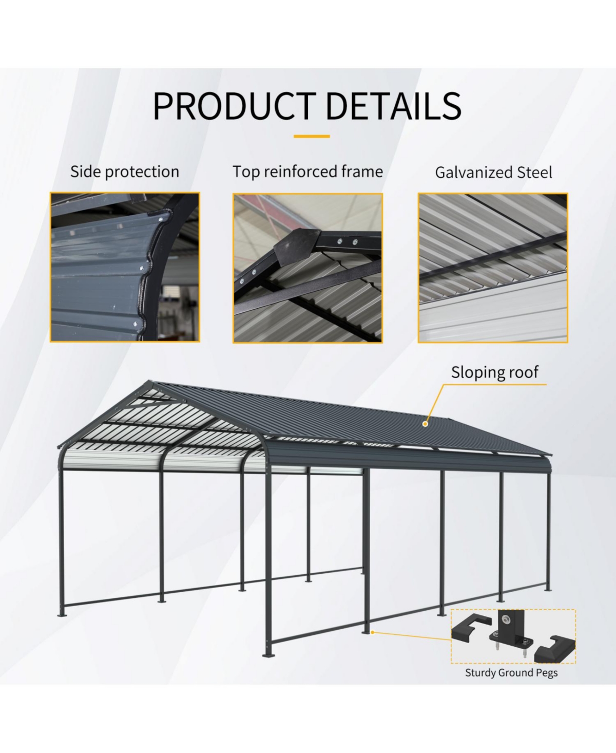 Streamdale Furniture 12x21 Ft Heavy Duty Galvanized Steel Carport