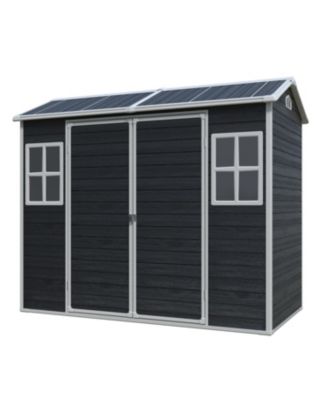 Streamdale 8x4 Outdoor Storage Shed, Two-Window, Double-Door, Black (W540S00046