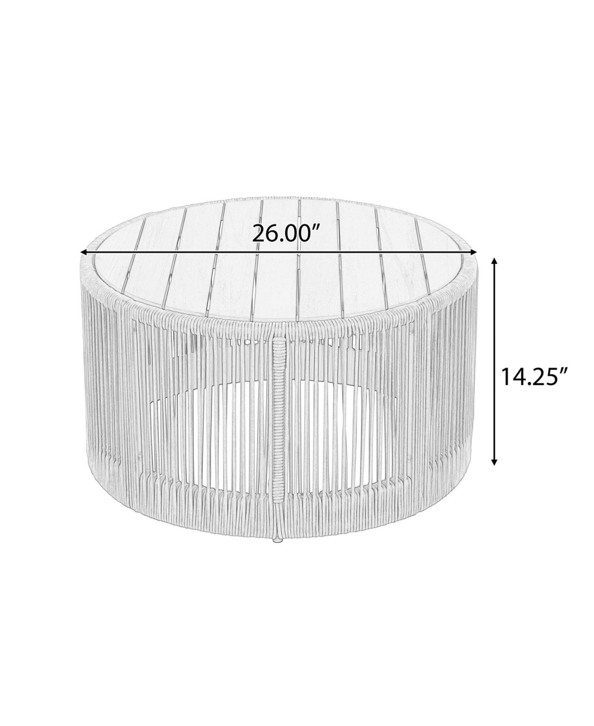 Streamdale Rattan Rope & Acacia Wood Coffee Table - Outdoor Patio Balcony