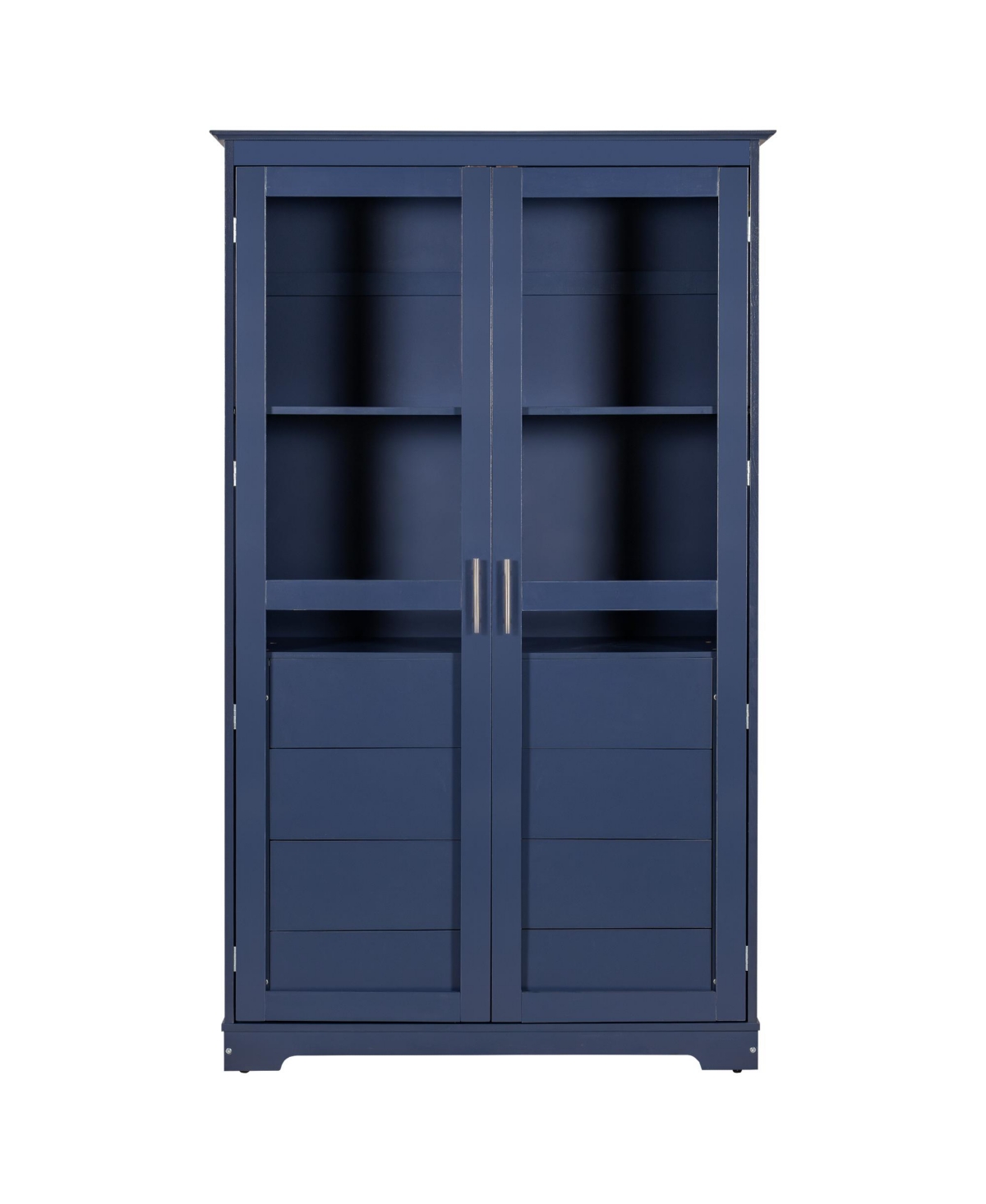 Streamdale Furniture Blue Kitchen Pantry Cabinet with Glass Doors & Drawers