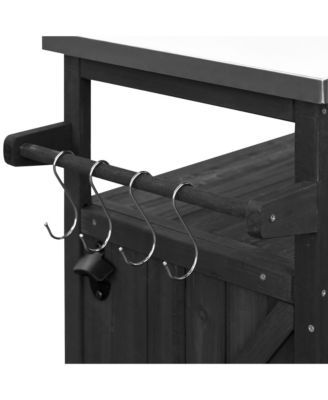 Outdoor Rolling Grill Table Bar Cart Kitchen Island