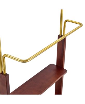 Golden Steel & Walnut Coat Rack - Double Layer, Cabinet, 68.9"