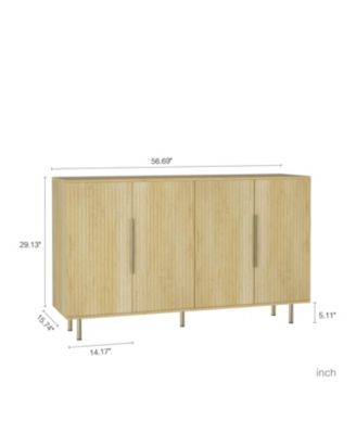 Wood Fluted Buffet Cabinet with Adjustable Shelves