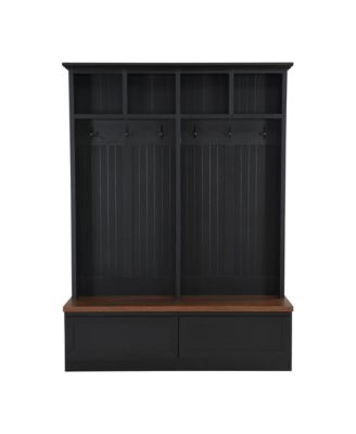 Streamdale Farmhouse 4-in-1 Hall Tree - Mudroom Coat Rack Bench with Drawers, Black