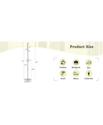 Modern Silver & Gold Coat Rack - 72 Inch, Detachable Bracket