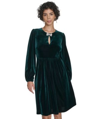 Petite Balloon Sleeve Jewel Neck Dress