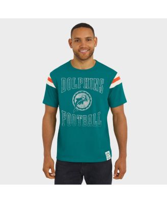 Darius Rucker Collection by Men's Aqua Miami Dolphins Distressed Throwback Shoulder Stripe T-Shirt
