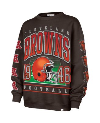 Women's Brown Cleveland Browns Go Big Oversized Pullover Sweatshirt