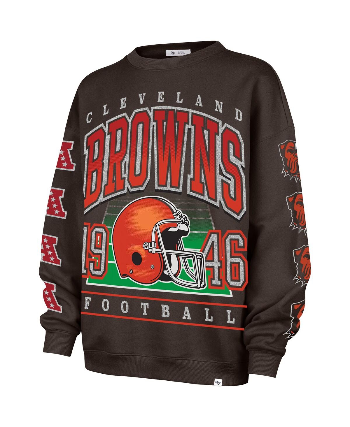 '47 Brand Women's Brown Cleveland Browns Go Big Oversized Pullover Sweatshirt
