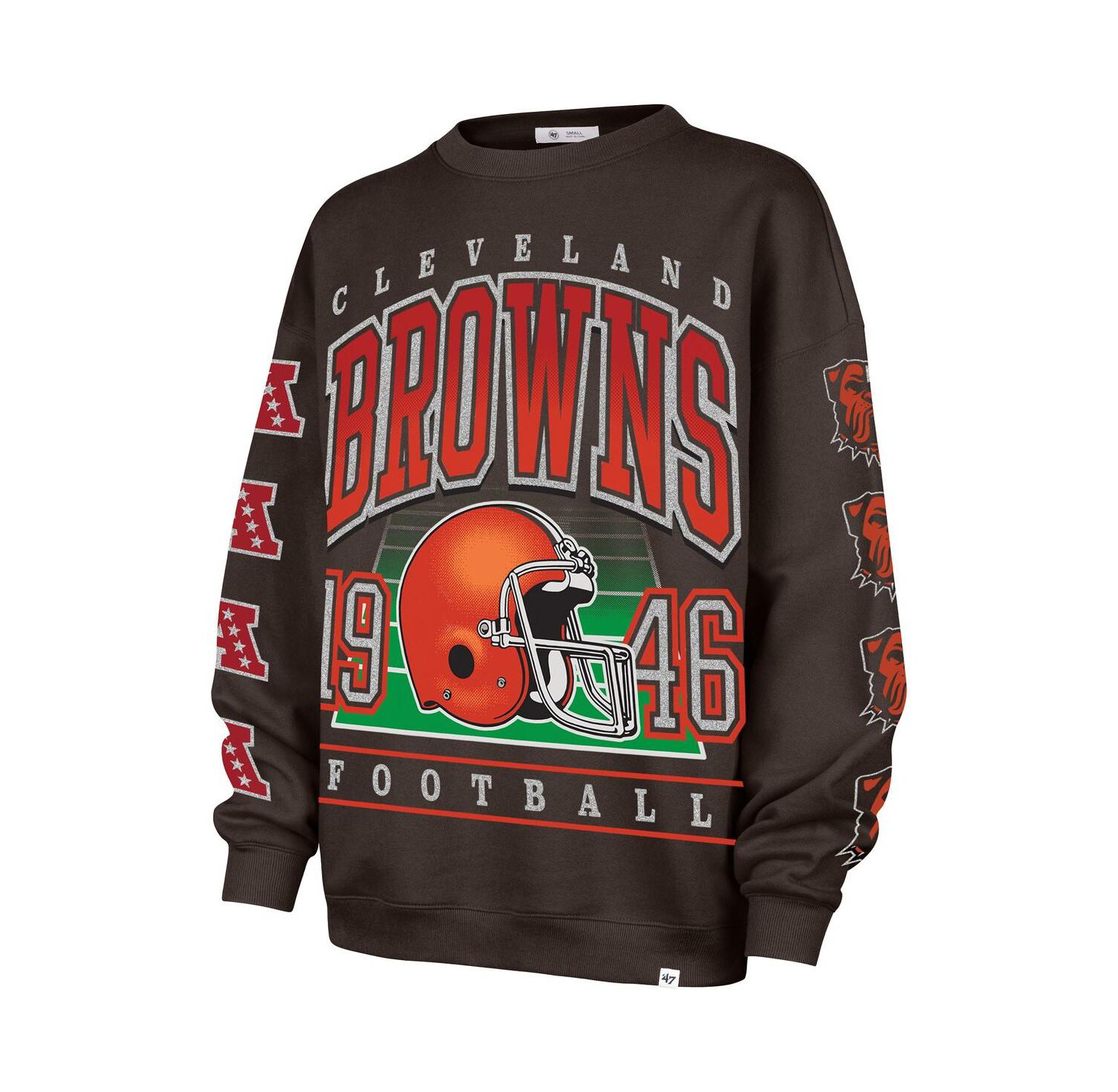 Women's Brown Cleveland Browns Go Big Oversized Pullover Sweatshirt