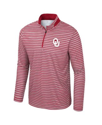 Men's Crimson Oklahoma Sooners Striped Quarter-Zip Sweatshirt