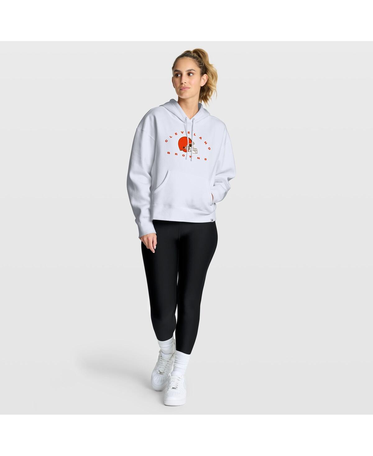 Fanatics Women's White Cleveland Browns Eligible Receiver Legacy Pullover Hoodie In Gray