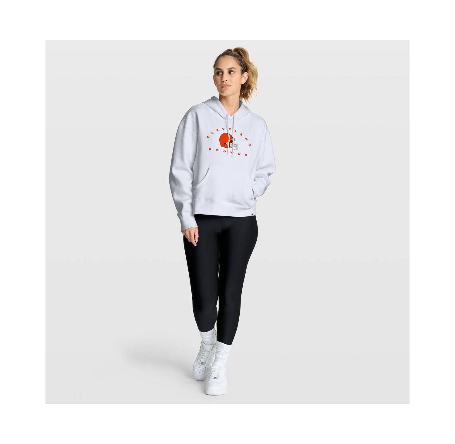 Women's White Cleveland Browns Eligible Receiver Legacy Pullover Hoodie