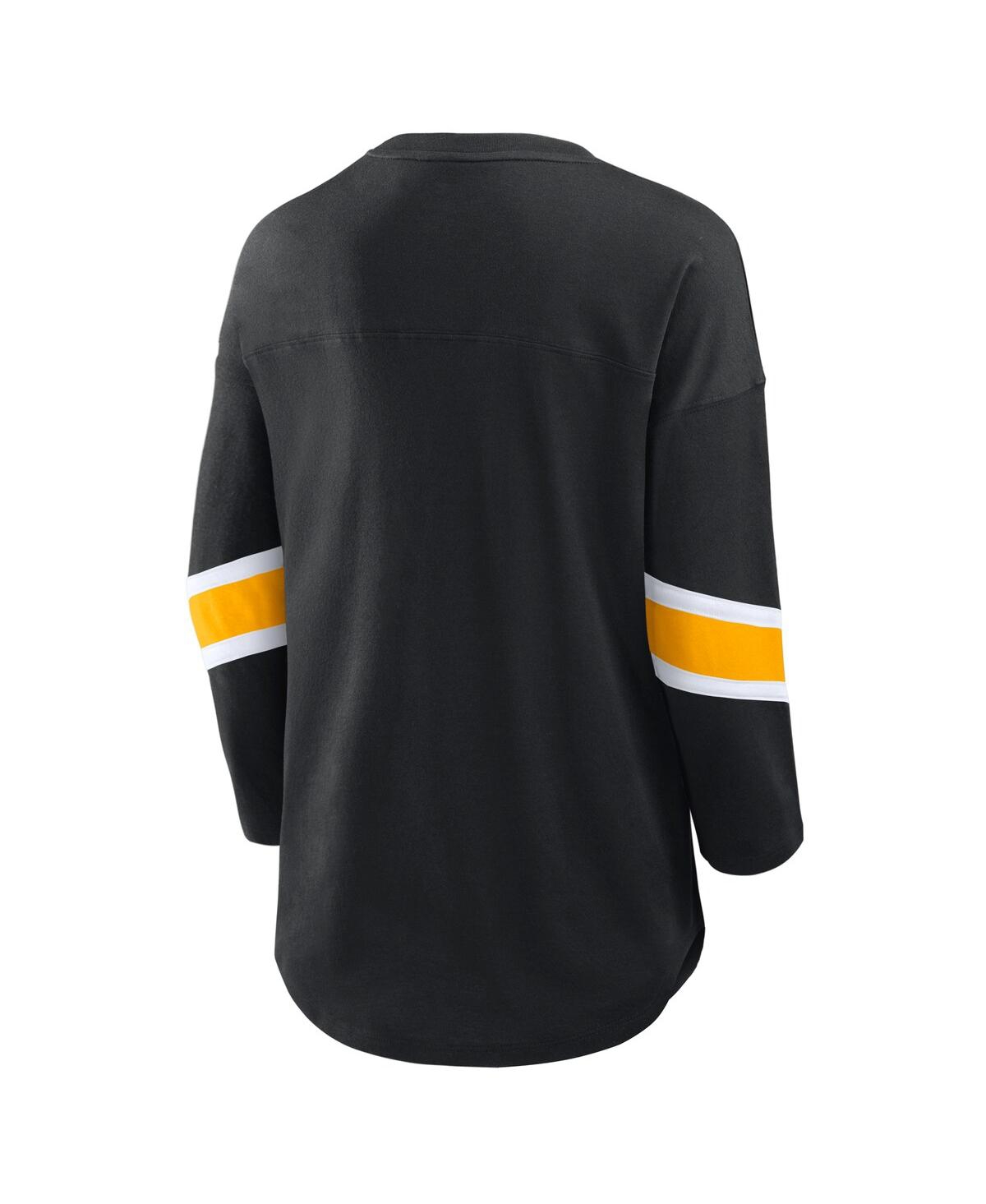 Fanatics Women's Black Pittsburgh Steelers Plus Size Redzone 3/4-sleeve T-shirt In Black