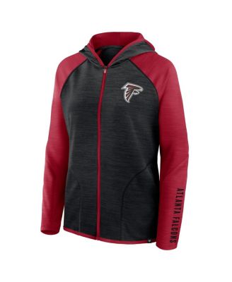 Women's Black/Red Atlanta Falcons Redzone End Around Pass Raglan Full-Zip Hoodie