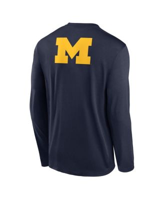 Men's Navy Michigan Wolverines Primetime Campus 2-Hit Legend Dri-FIT Long Sleeve T-Shirt