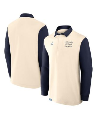 Jordan - Men's Cream/Navy North Carolina Tar Heels Rugby Long Sleeve Shirt