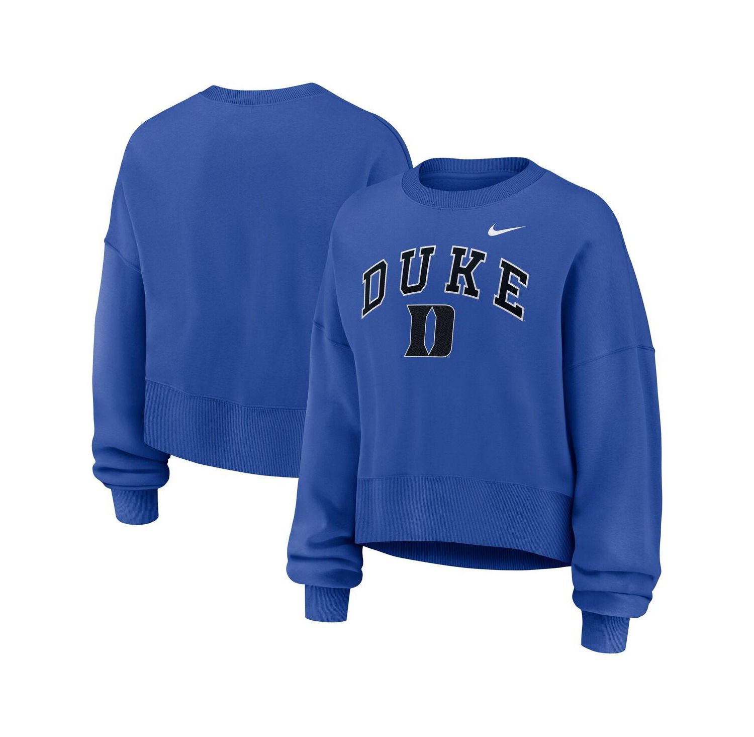 Women's Royal Duke Blue Devils Oversized Phoenix Arch Pullover Sweatshirt