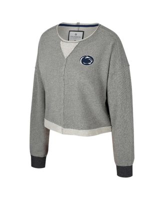 Women's Charcoal Penn State Nittany Lions Magnum Scoop Neck Cropped Pullover Sweatshirt