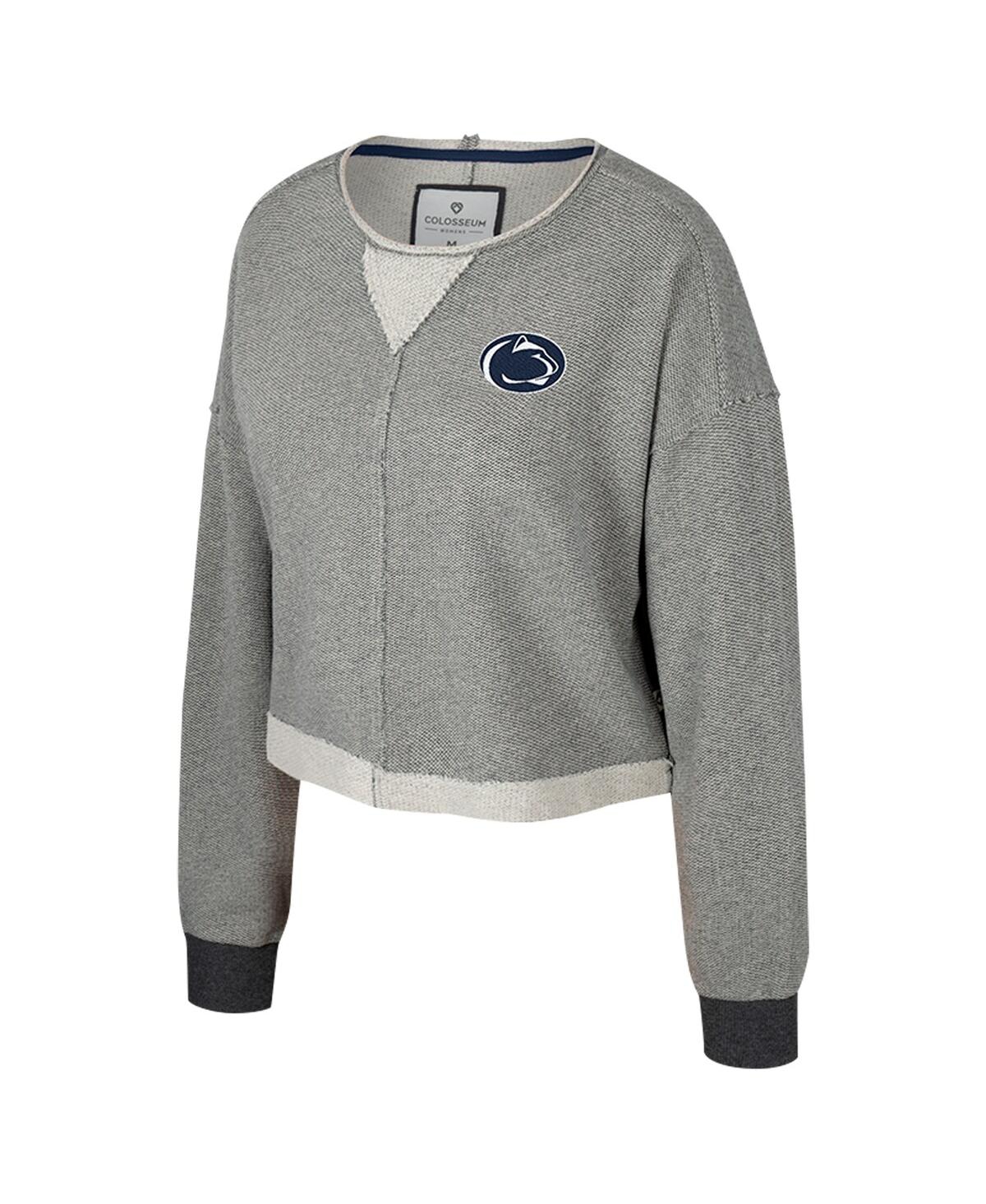 Colosseum Women's Charcoal Penn State Nittany Lions Magnum Scoop Neck Cropped Pullover Sweatshirt