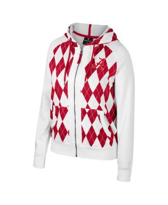 Women's White Alabama Crimson Tide The Dealio Argyle Full-Zip Jacket