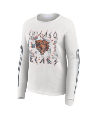 Women's White Chicago Bears Graphic Waffle Long-Sleeve T-Shirt