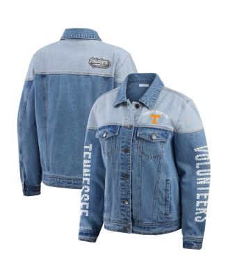 WEAR by Erin Andrews - Women's Denim Tennessee Volunteers Sleeve Hit Color Block Button-Down Denim Jacket