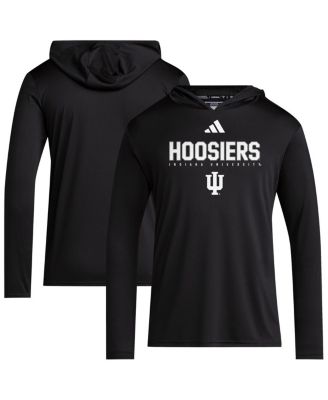 Men's Black Indiana Hoosiers 2025 AEROREADY Sideline Training Long Sleeve Hooded T-Shirt