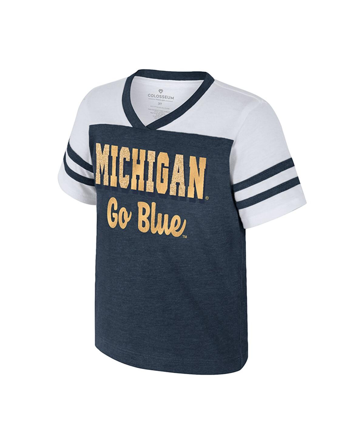 Colosseum Girls Toddler Navy Michigan Wolverines Space Opera T-shirt In Multi