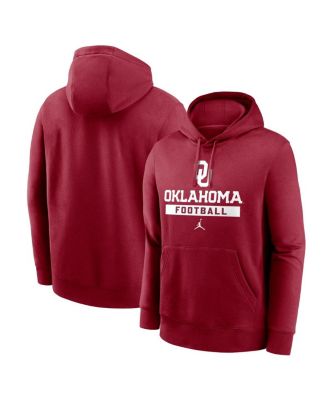 Jordan - Men's Crimson Oklahoma Sooners Football Stack Club Fleece Pullover Hoodie